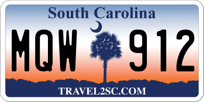 SC license plate MQW912