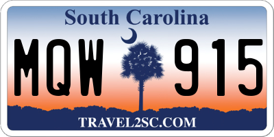 SC license plate MQW915