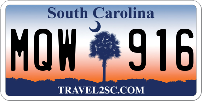 SC license plate MQW916