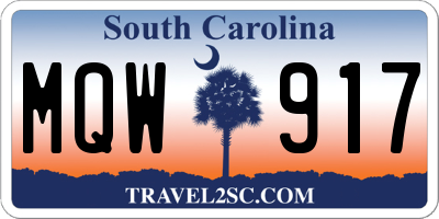 SC license plate MQW917