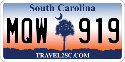 SC license plate MQW919