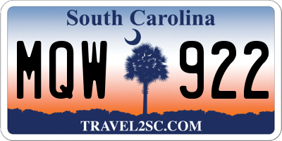 SC license plate MQW922
