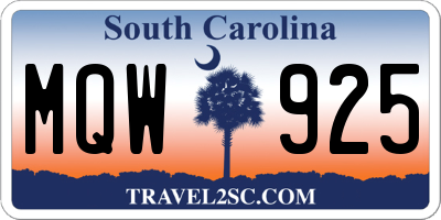 SC license plate MQW925