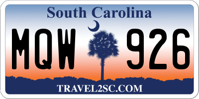 SC license plate MQW926