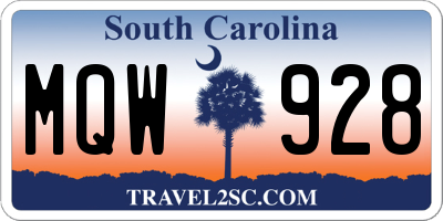 SC license plate MQW928