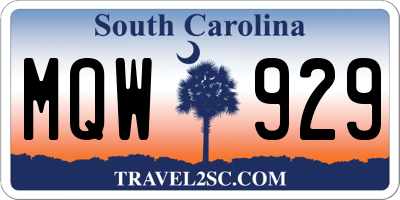 SC license plate MQW929