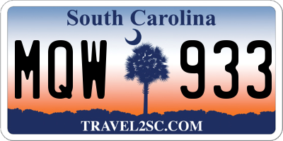 SC license plate MQW933