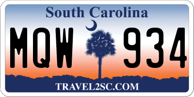 SC license plate MQW934
