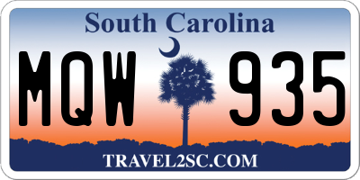 SC license plate MQW935