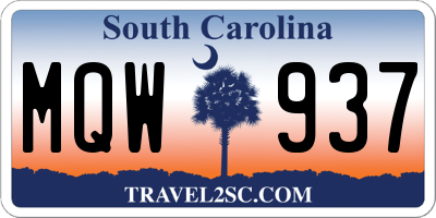 SC license plate MQW937