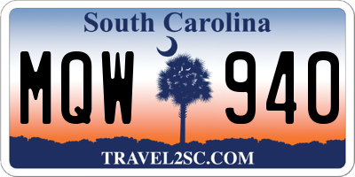 SC license plate MQW940