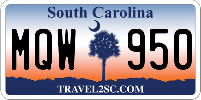 SC license plate MQW950