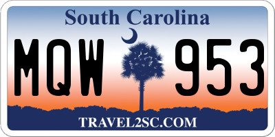 SC license plate MQW953