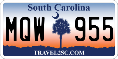 SC license plate MQW955