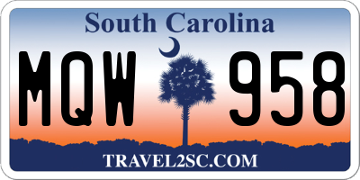 SC license plate MQW958