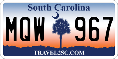 SC license plate MQW967