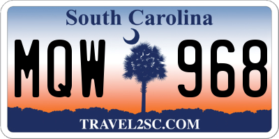 SC license plate MQW968