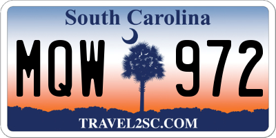 SC license plate MQW972