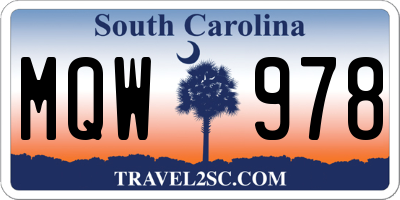 SC license plate MQW978