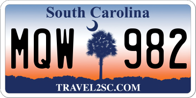 SC license plate MQW982