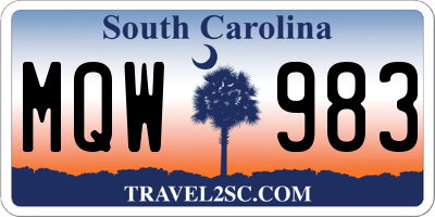 SC license plate MQW983