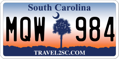 SC license plate MQW984