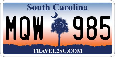 SC license plate MQW985
