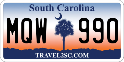 SC license plate MQW990