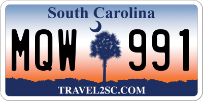 SC license plate MQW991