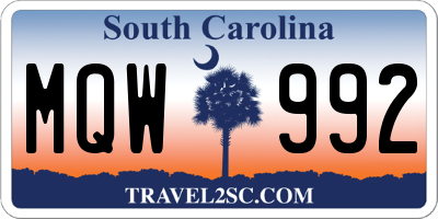 SC license plate MQW992