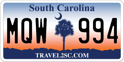SC license plate MQW994