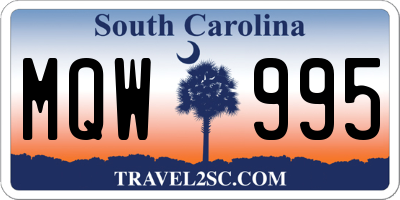 SC license plate MQW995
