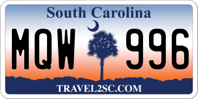 SC license plate MQW996