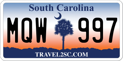 SC license plate MQW997