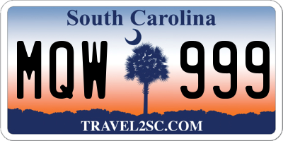 SC license plate MQW999