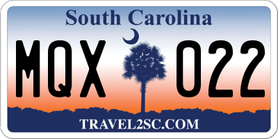 SC license plate MQX022