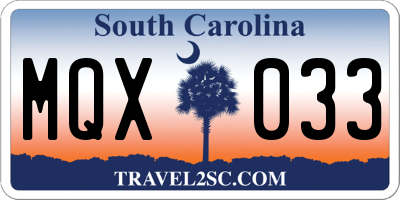 SC license plate MQX033