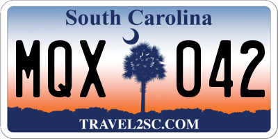 SC license plate MQX042