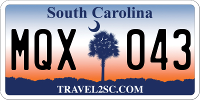 SC license plate MQX043