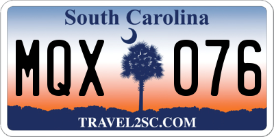 SC license plate MQX076