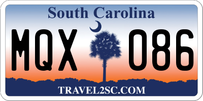 SC license plate MQX086