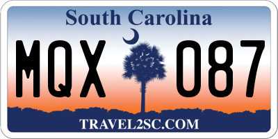 SC license plate MQX087