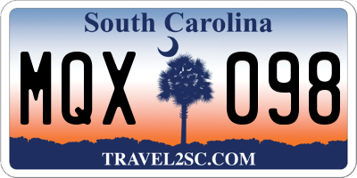 SC license plate MQX098