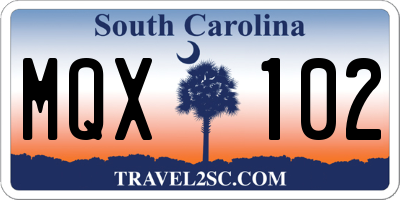 SC license plate MQX102