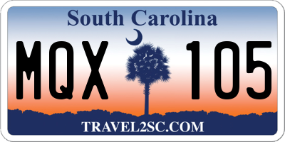 SC license plate MQX105