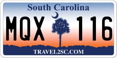 SC license plate MQX116