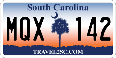 SC license plate MQX142