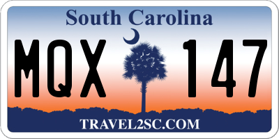 SC license plate MQX147