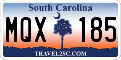 SC license plate MQX185