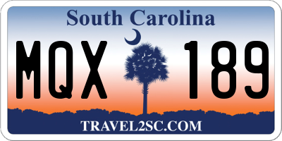 SC license plate MQX189